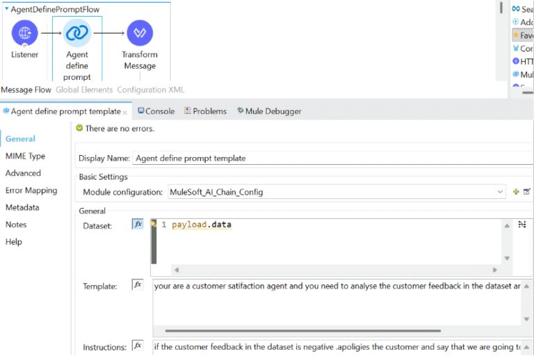 Agent Define Prompt Template in Mule 4 | AI Chain Connector Guide